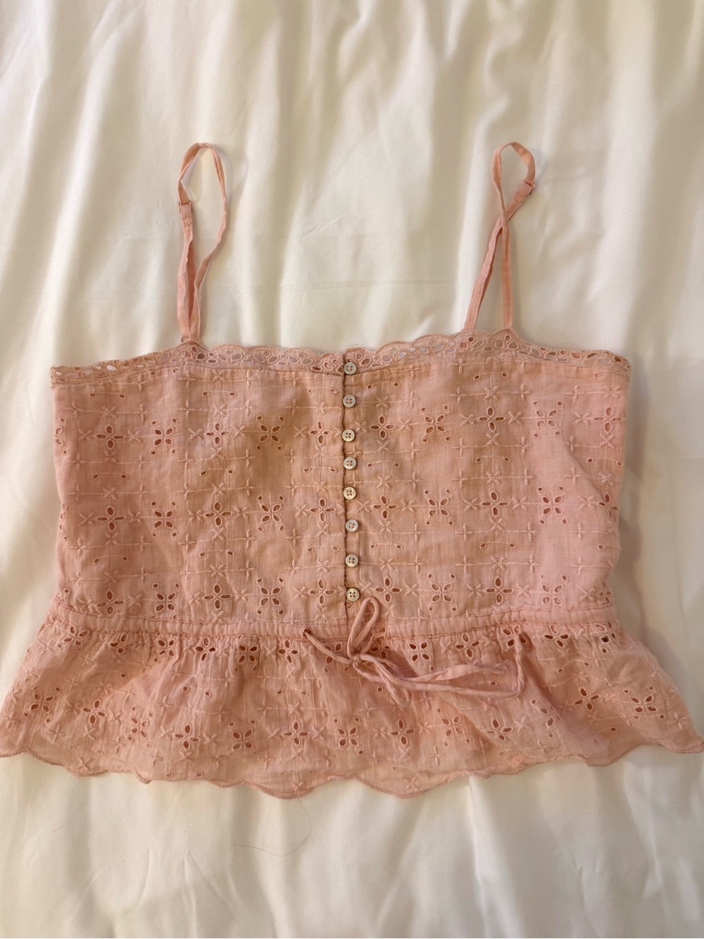 Pink eyelet top